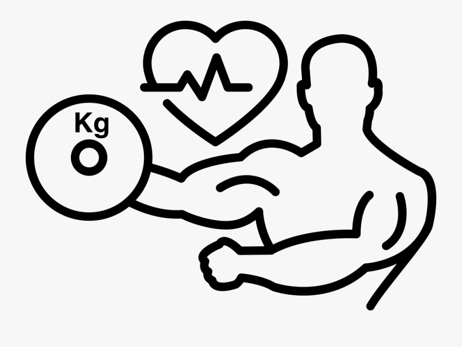 Gymnast With A Dumbbell And Heart Shape With Lifeline - Control De Latidos Del Corazon, Transparent Clipart