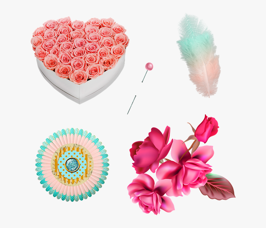 Heart Shape Rose Box, Roses, Flowerbox, Feather, Pin - Infinity Flowers, Transparent Clipart