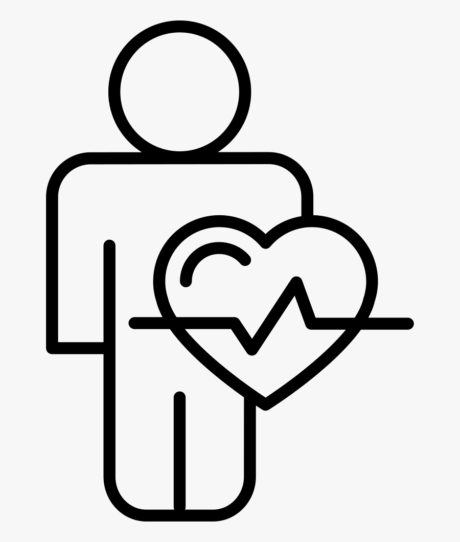 Male Outline With Heart Shape And Lifeline - Heart Shape For Photoshop, Transparent Clipart