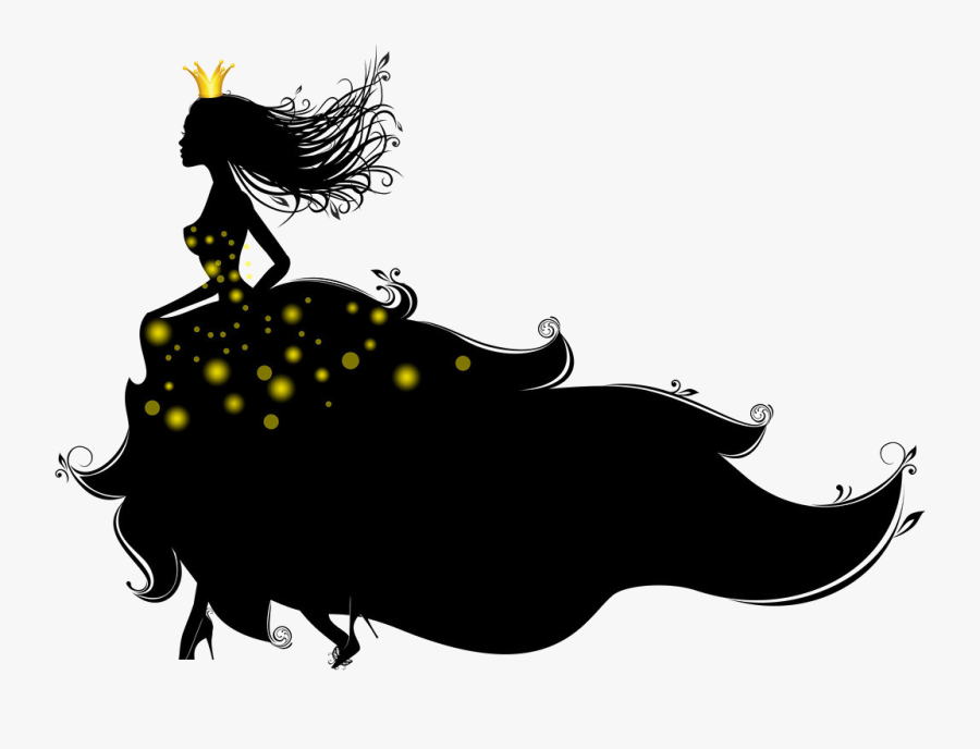 #princess #royale #royal #shadow #shadows #cinderella - Girl In Gown Silhouette, Transparent Clipart