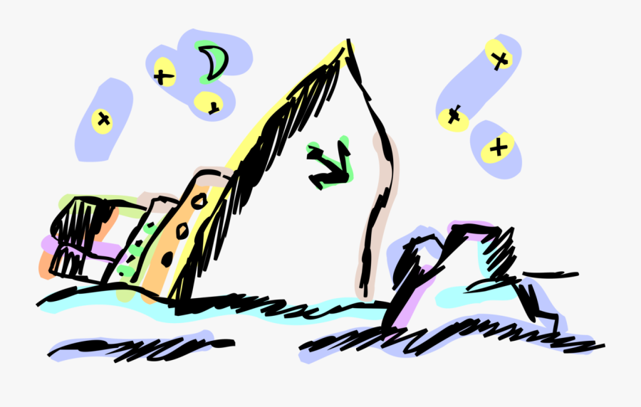 Vector Illustration Of Maritime Disaster Sinking Ship - Sinking Ship Clip Art, Transparent Clipart