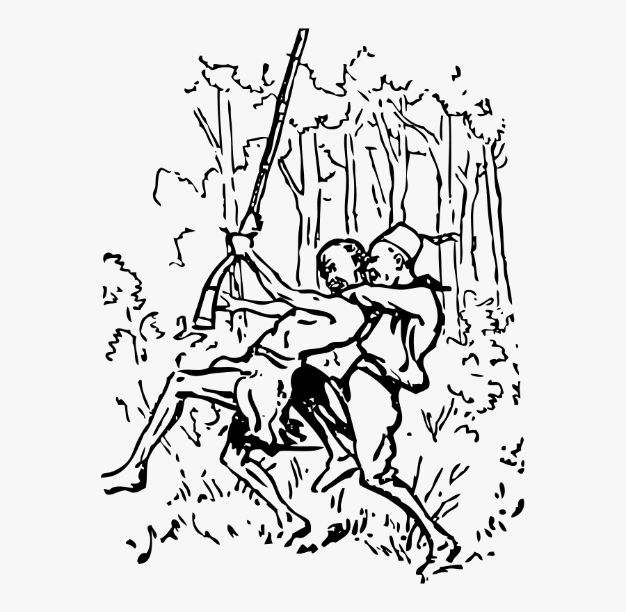 Ambushed - Outline Of People Fighting, Transparent Clipart