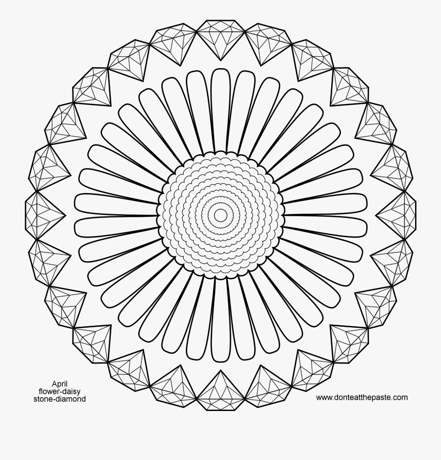 Clip Art April Birthstone And Mandala - Diamond Colouring In Page, Transparent Clipart