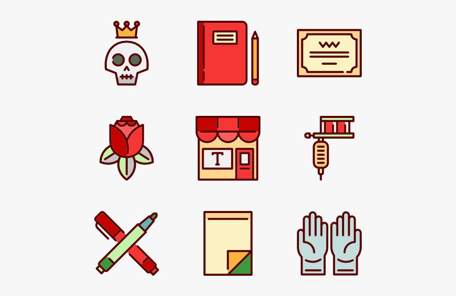 Linear Color Tattoo Studio Elements - Tattoo Shop Icon, Transparent Clipart