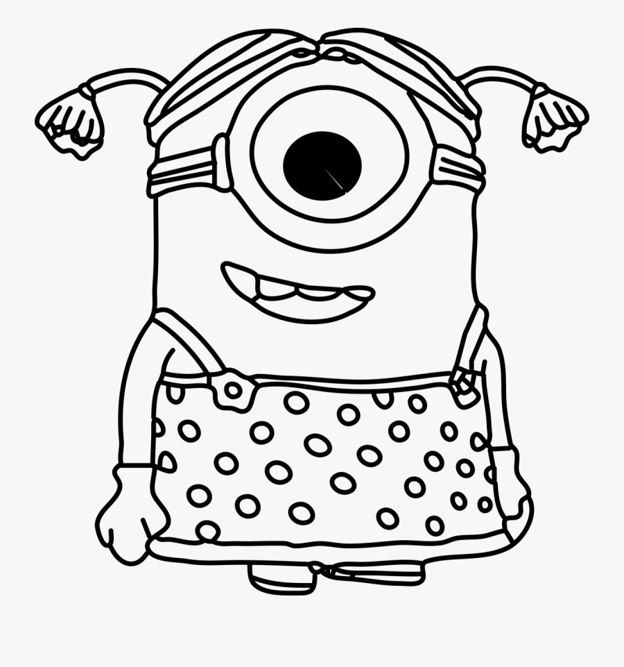 Minion Big Eye Girl Coloring Page - Cute Minion Coloring Pages, Transparent Clipart