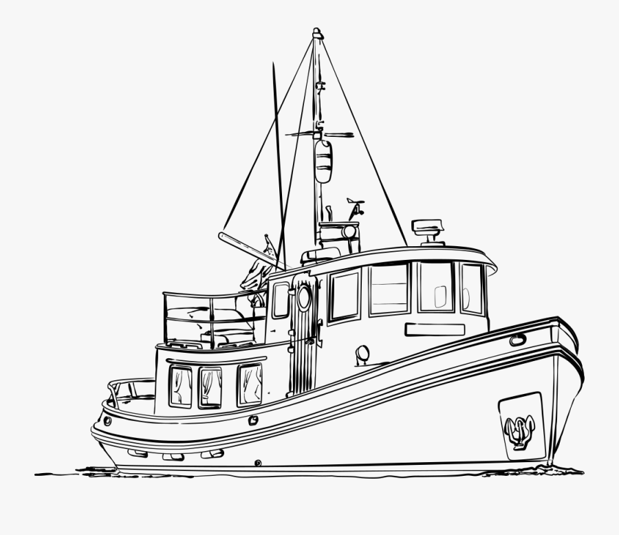 Victory Tug - Tugboat Coloring Page, Transparent Clipart