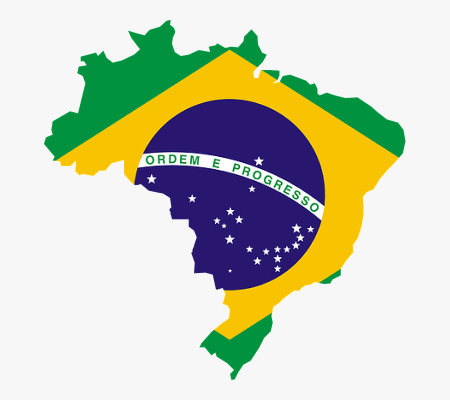Brazil Flag Map, Transparent Clipart