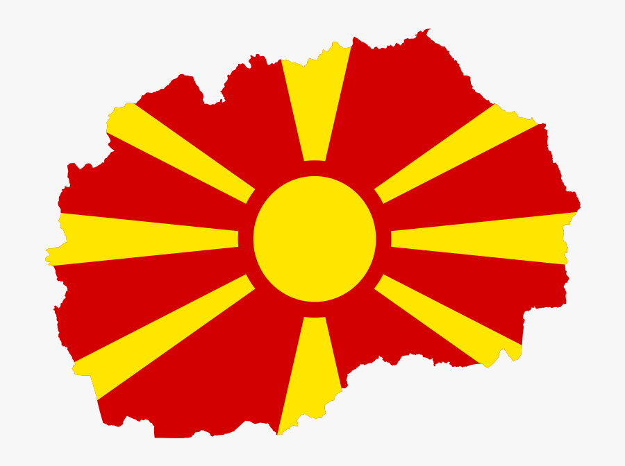 North Macedonia Flag Map, Transparent Clipart