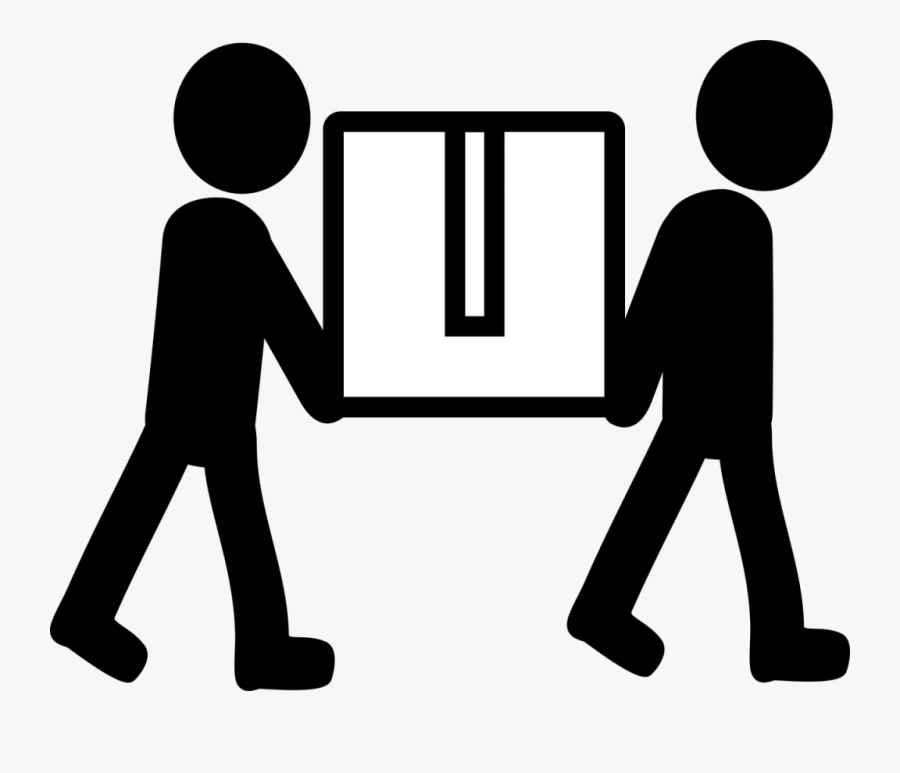 Figures Of Two Movers Trained To Pack And Move Computers - Movers Carrying A Box, Transparent Clipart