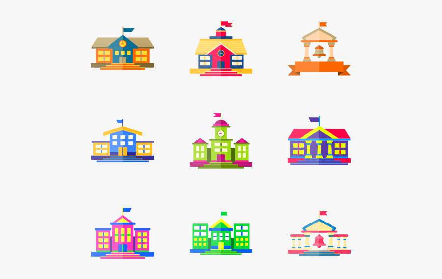 Coloured Buildings, Transparent Clipart