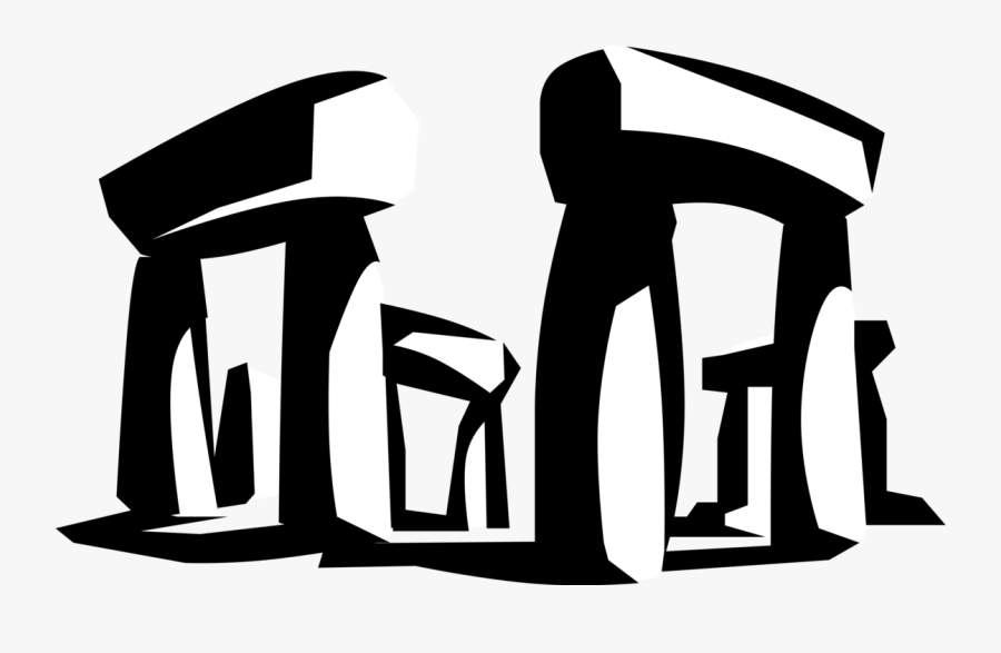 Vector Illustration Of Stonehenge Standing Stones Neolithic - Black And White Clipart Of Stonehenge, Transparent Clipart