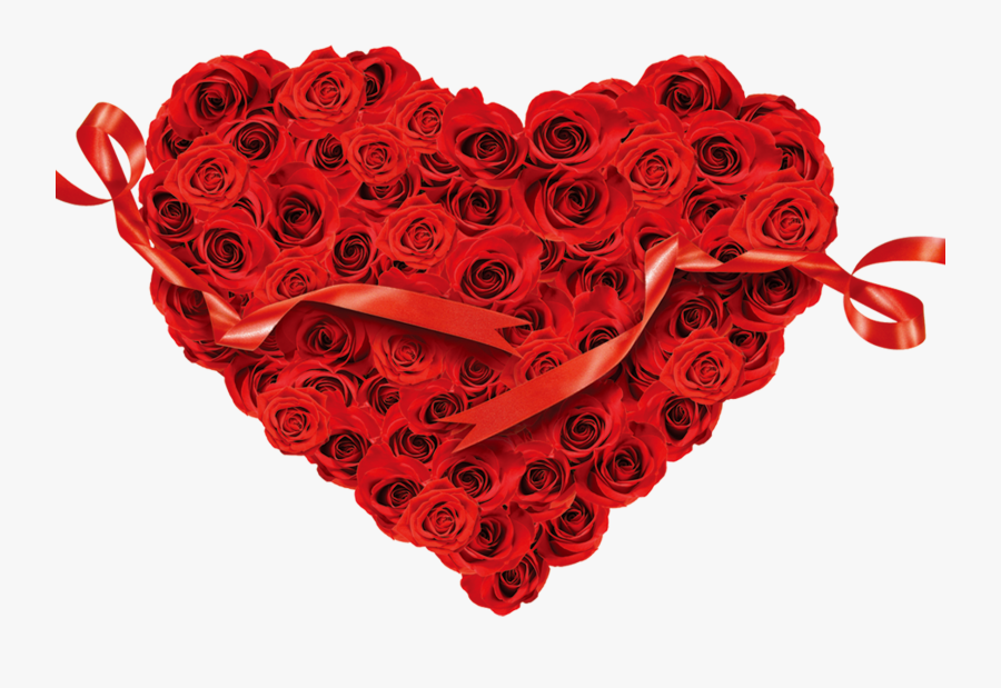 Clip Art Red Ribbon Rose - Corazon De Rosas Rojas, Transparent Clipart