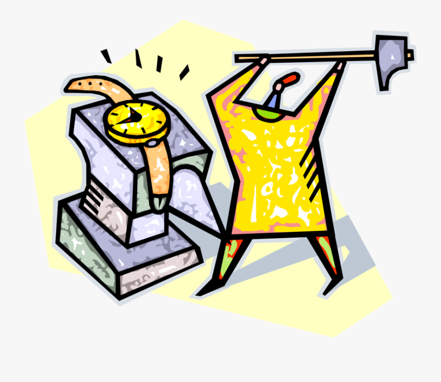 Vector Illustration Of Time Management Smashing Wristwatch - Energy, Transparent Clipart