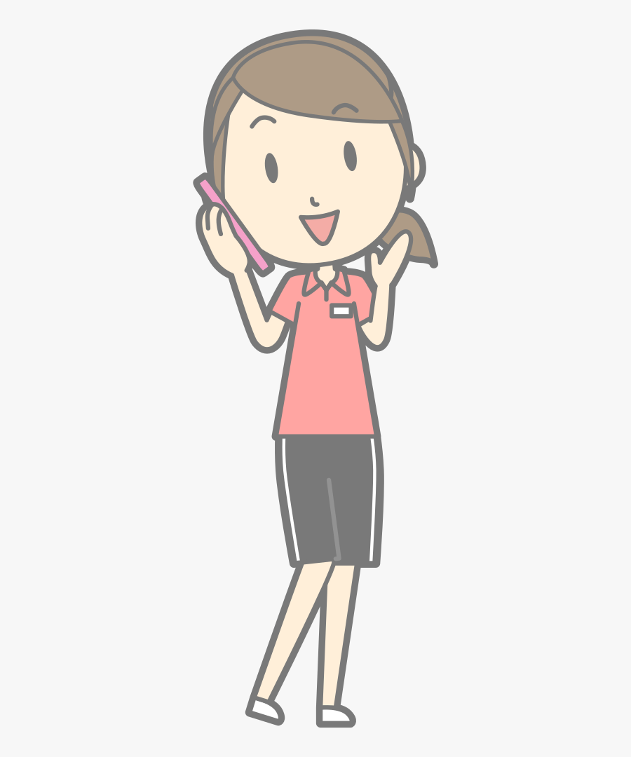 Female Using Smartphone - Cartoon, Transparent Clipart