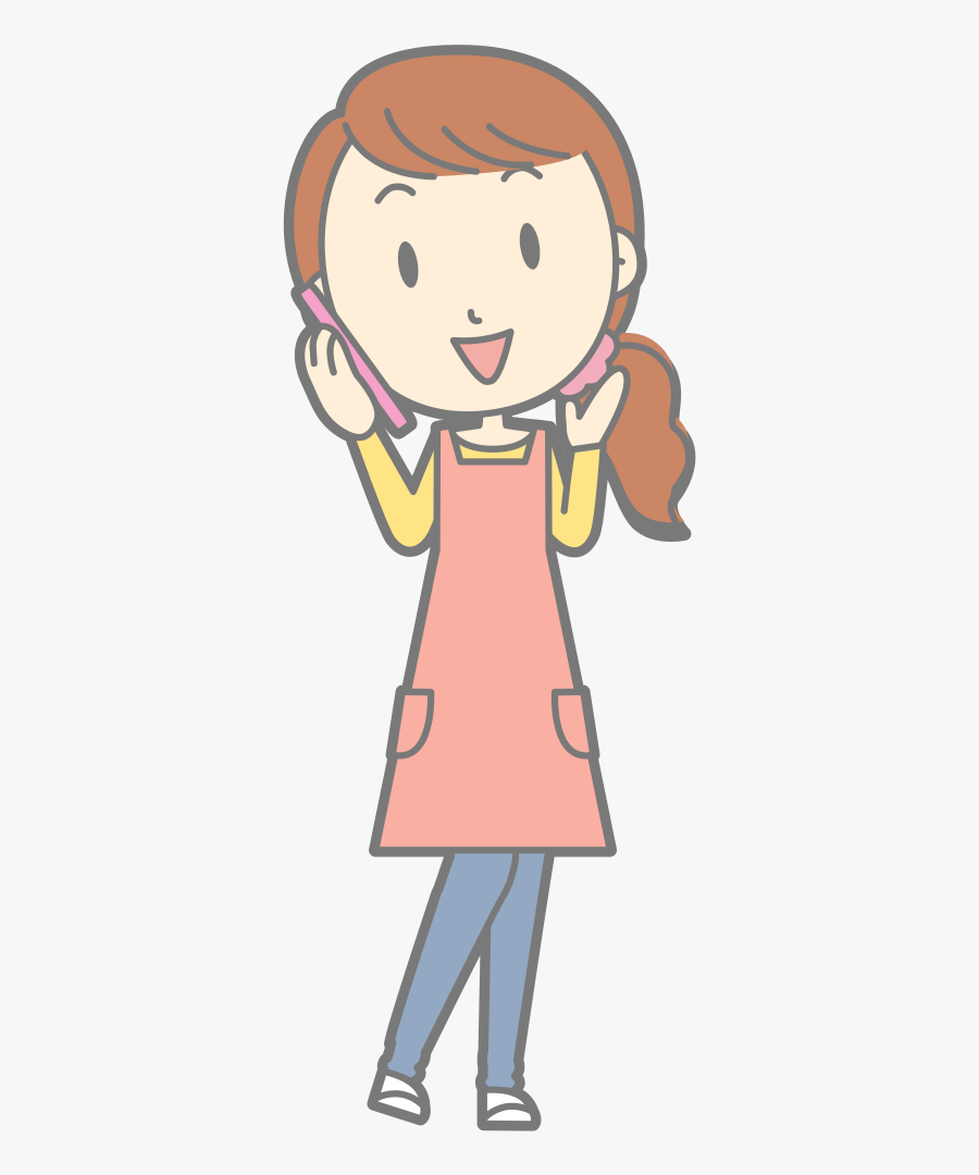 Female Using Smartphone - Mom And Baby Cartoon Png, Transparent Clipart
