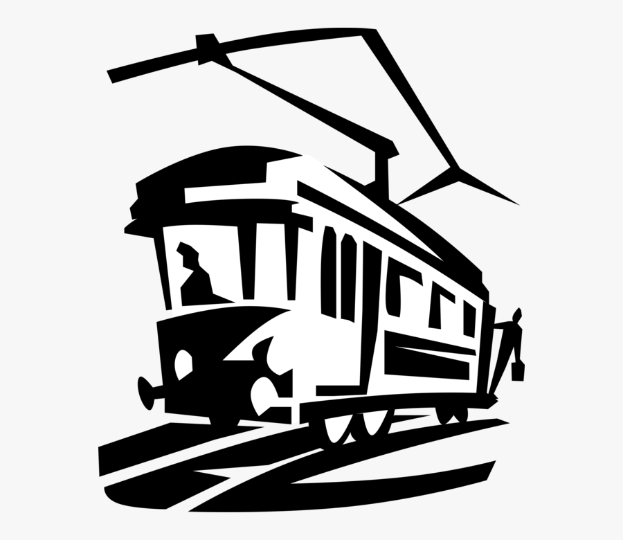 Clip Art Cable Car Clipart - Tram In Kolkata Black White, Transparent Clipart