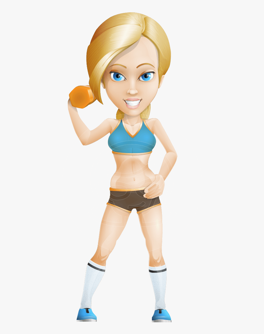 Clip Art Cartoon Workout Pictures - Sport Girl Cartoojn, Transparent Clipart