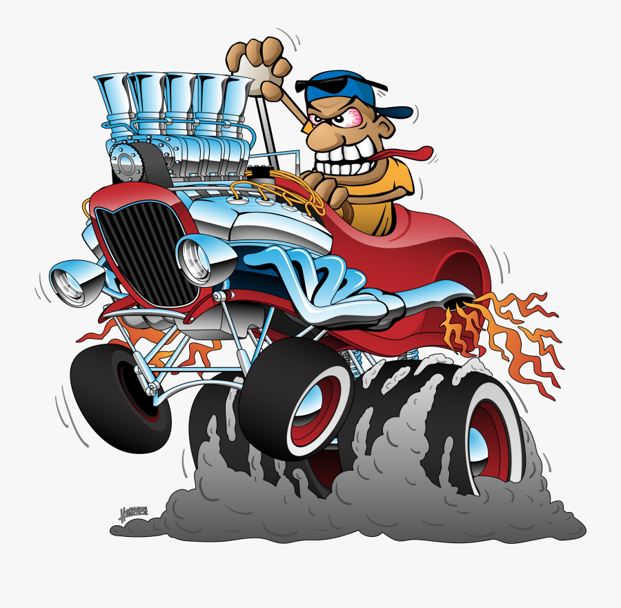 Dragster Cartoon, Transparent Clipart