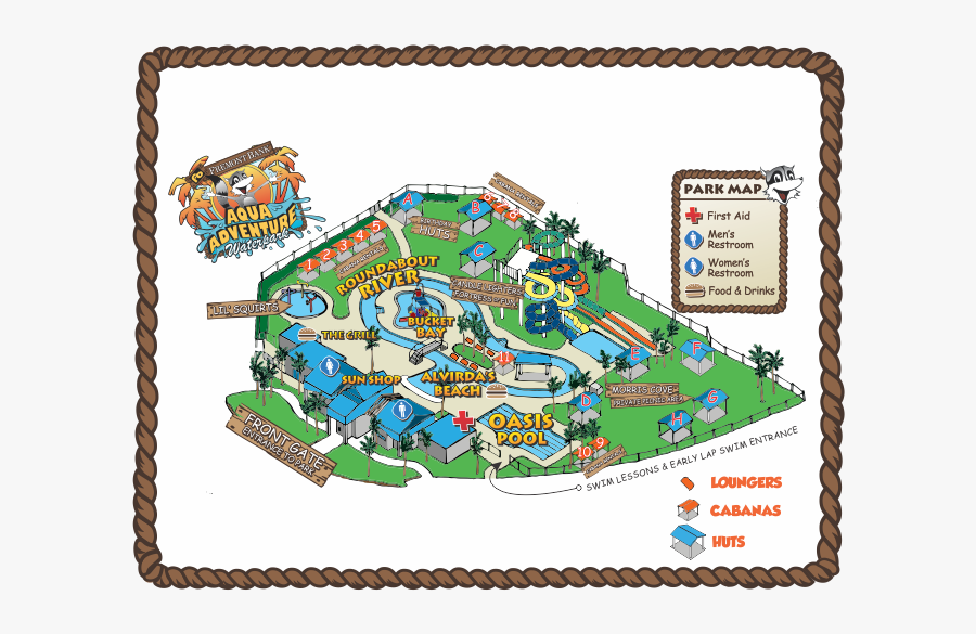 Acua Water Park Map, Transparent Clipart