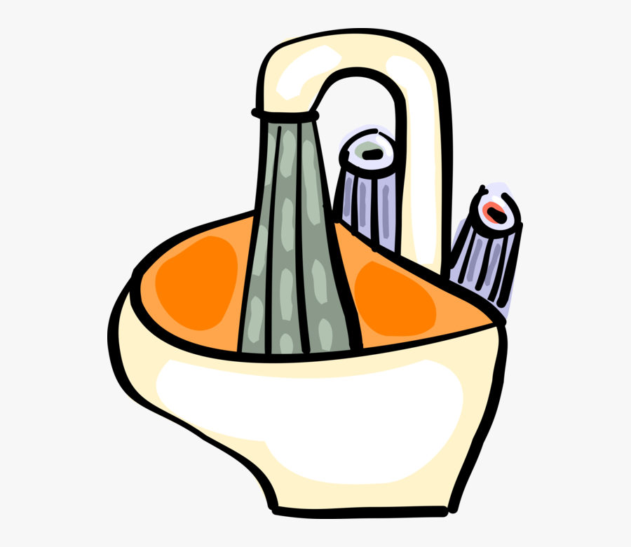 Vector Illustration Of Sink Plumbing Fixture For Washing, Transparent Clipart