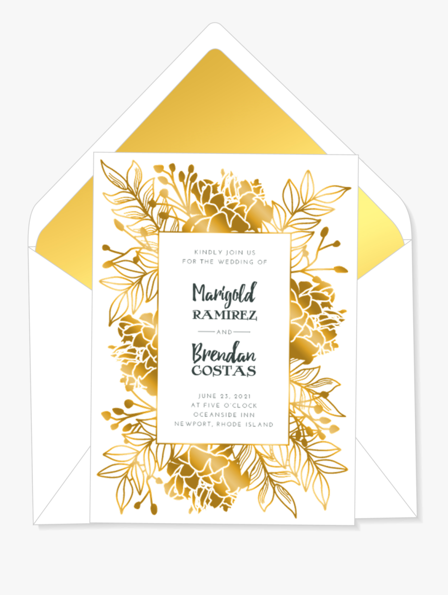 Wedding Invitation Png - Gold Frame Png For Wedding Invitations, Transparent Clipart