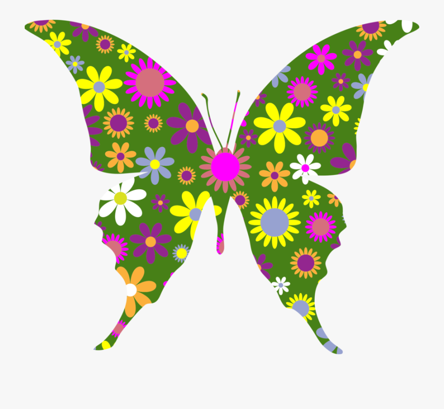 Retro, Floral, Flowers, Decorative, Ornamental, Art - Schmetterling Clipart, Transparent Clipart