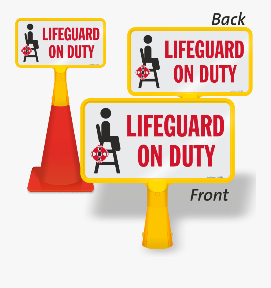 Lifeguard On Duty Coneboss Pool Sign - No Parking Signs For Cones, Transparent Clipart