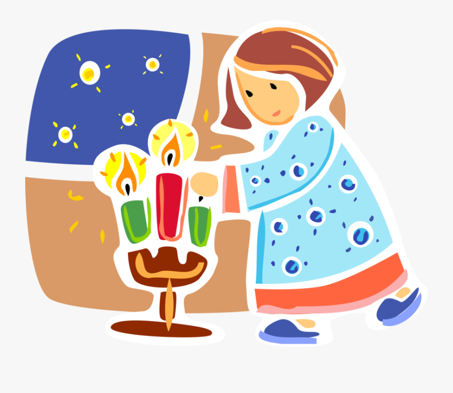 Vector Illustration Of Young Girl Lights Christmas, Transparent Clipart