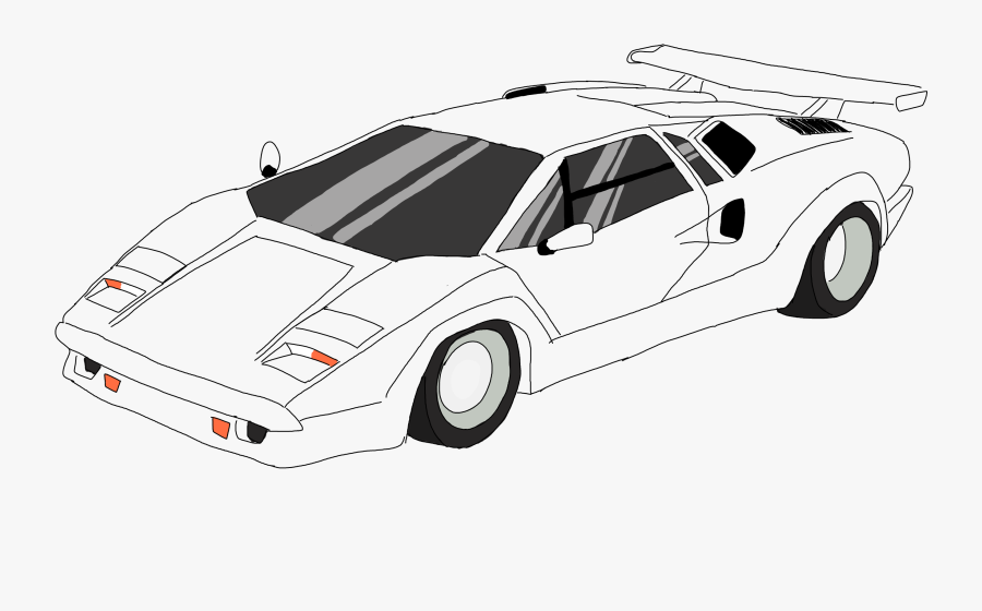 Lamborghini Countach Draw Drawing Drawn Digitalart, Transparent Clipart