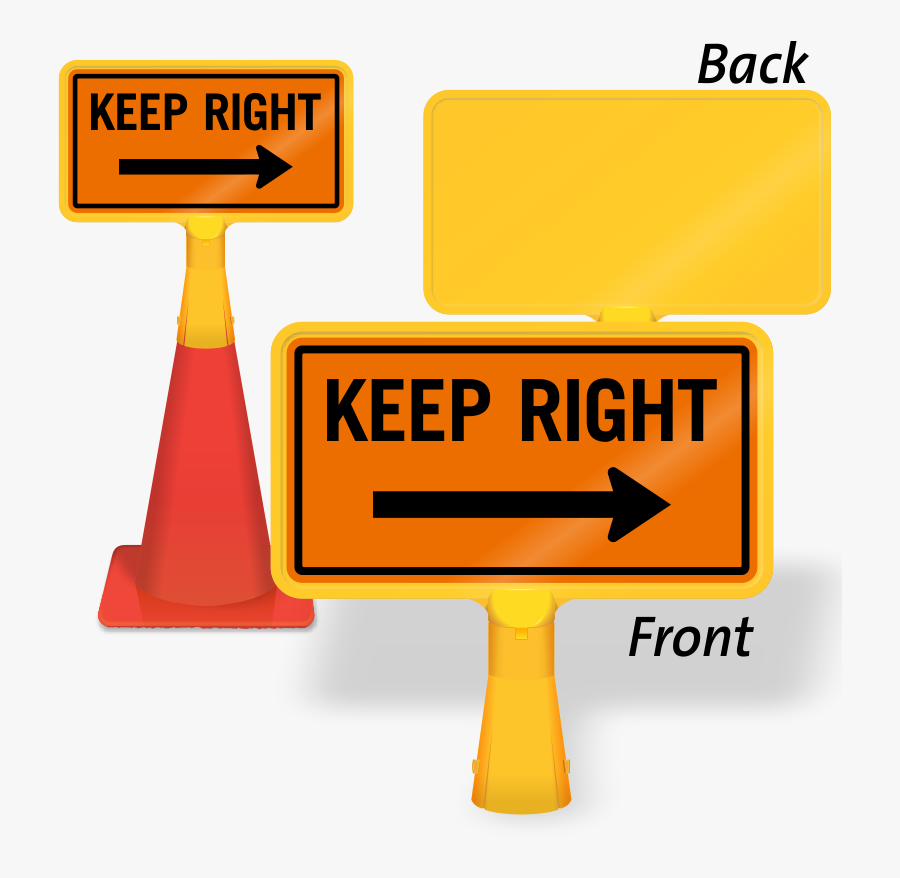 Keep Right Arrow Coneboss Sign - Watch Out For Exiting Vehicles Sign, Transparent Clipart