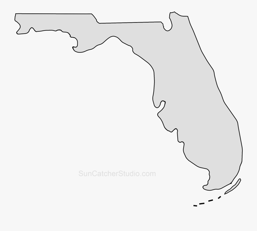 Florida Map Outline Png Shape State Stencil Clip Art - Shape Florida Silhouette Png, Transparent Clipart