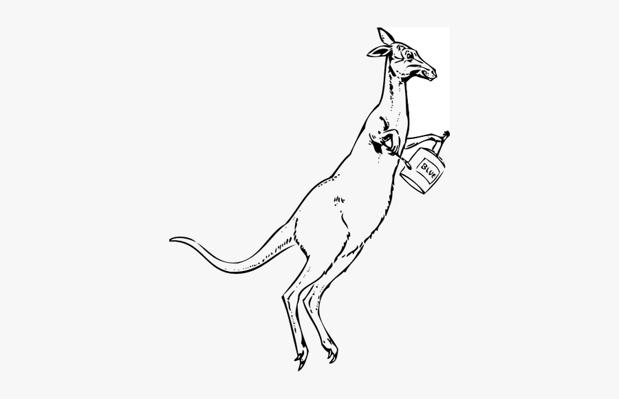 Kangaroo With Paintbrush And Paint Can Vector Clip - Cartoon Kangaroo, Transparent Clipart
