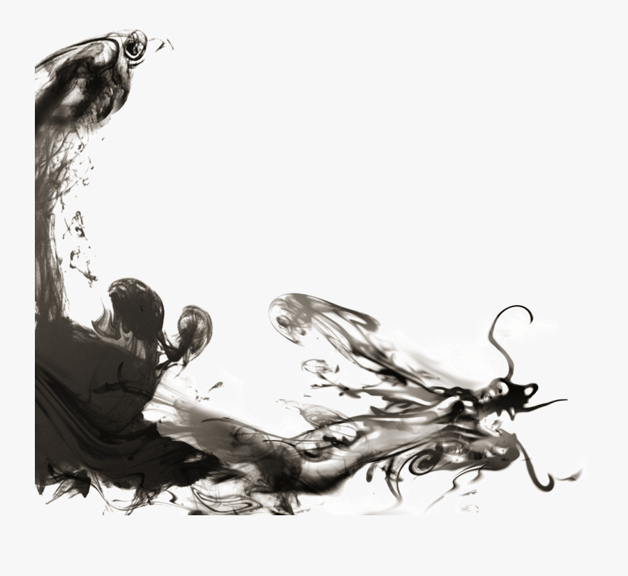 Black And White Download China Ink Brush Chinese Dragon - Chinese Dragon Brush Art, Transparent Clipart