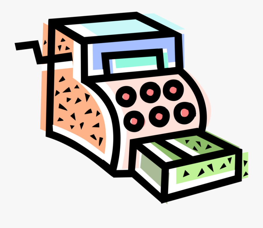 Vector Illustration Of Cash Register For Registering, Transparent Clipart