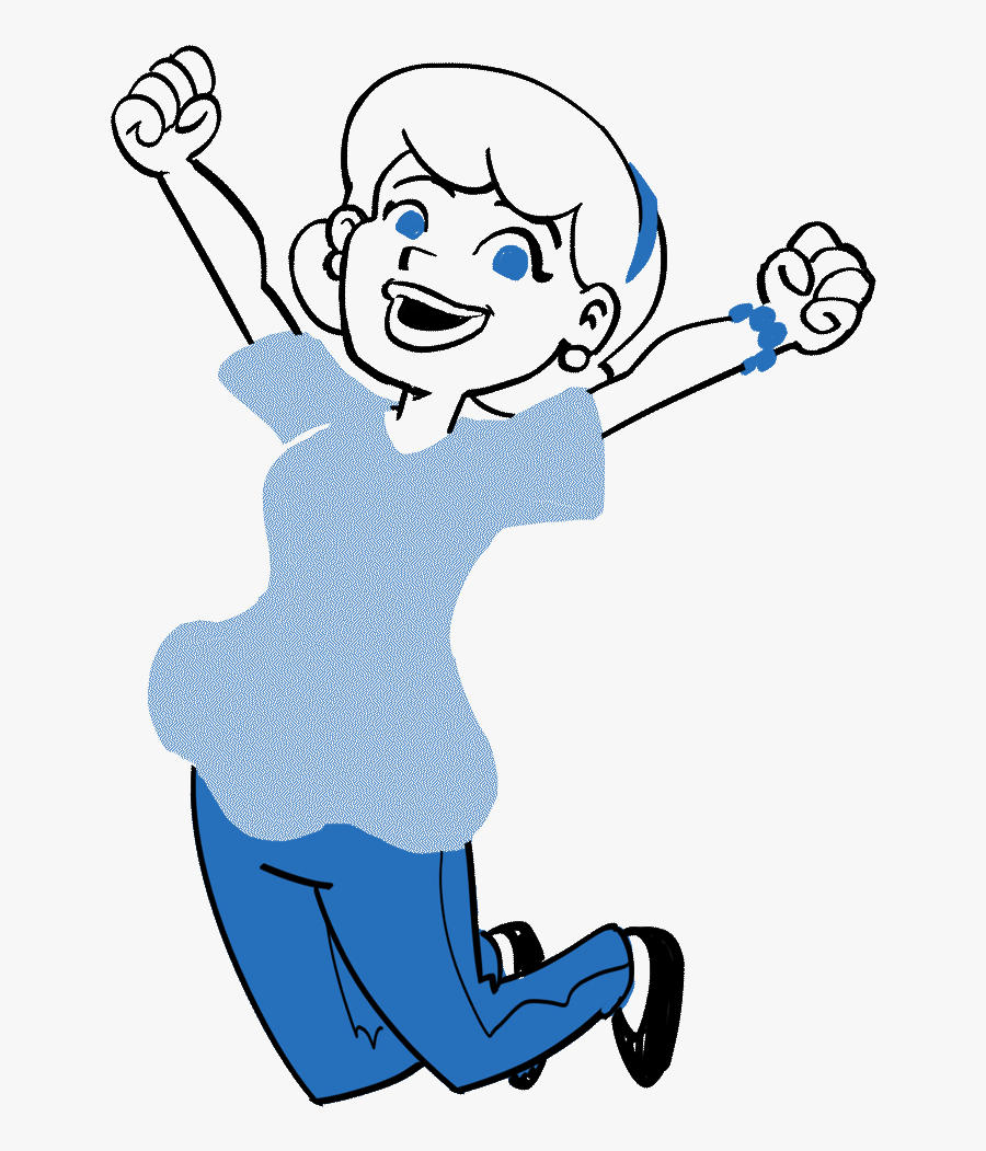 Woman Jumping, Glad To Have Finished Filing Her Taxes - Cartoon, Transparent Clipart