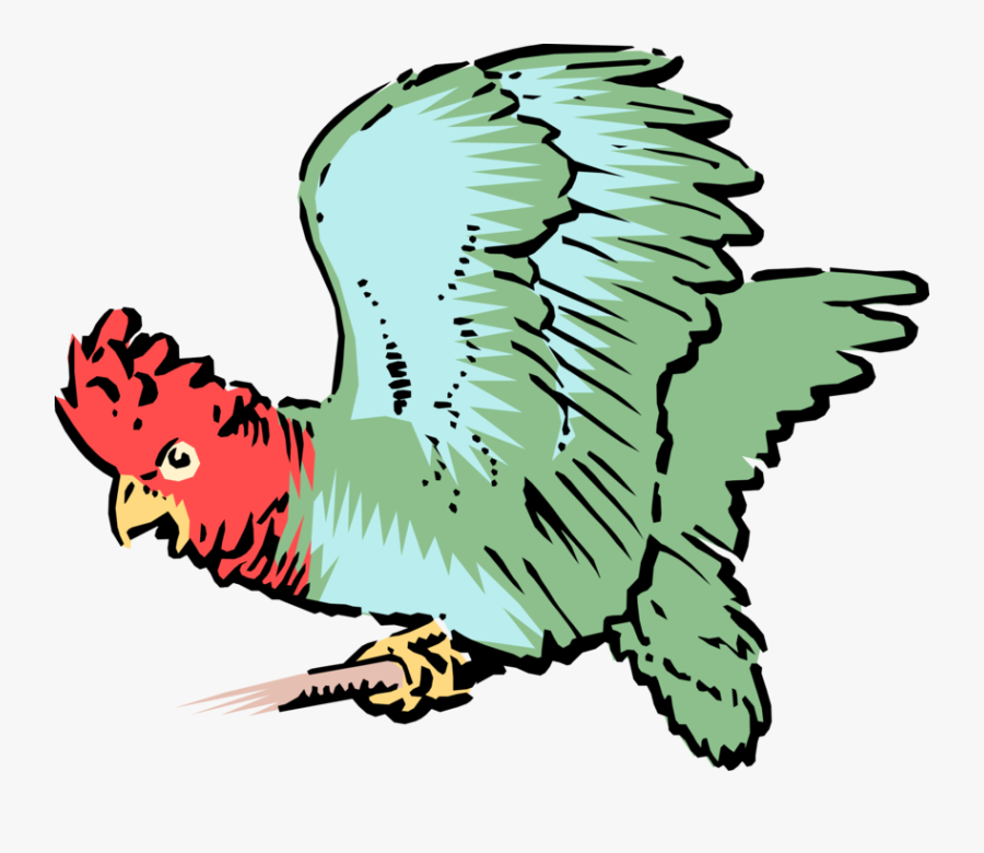 Vector Illustration Of Squawking Parrot Bird Perched, Transparent Clipart