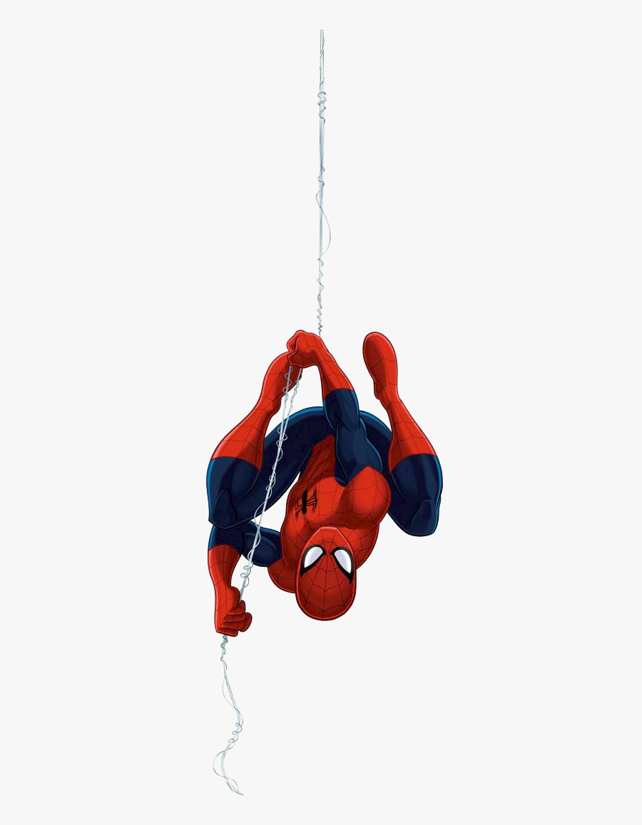 Ultimate Spider Man Upside Down - Spiderman Hanging Transparent Background, Transparent Clipart