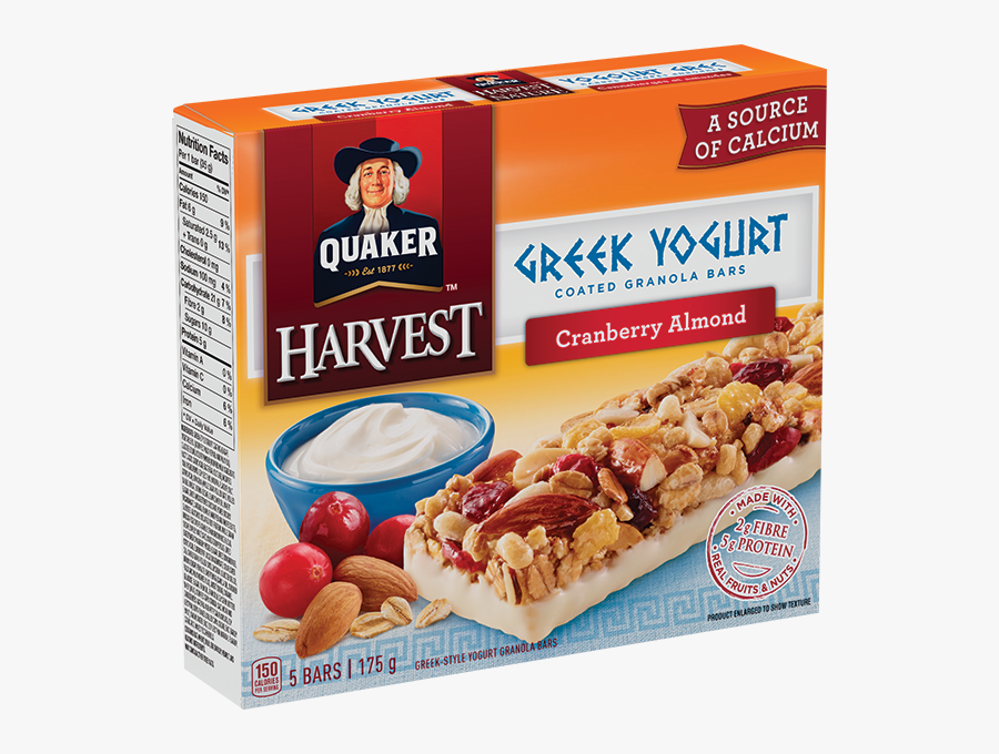 Quaker® Harvest Greek Yogurt Cranberry & Almond Granola - Quaker Apple Cinnamon Breakfast Bars, Transparent Clipart