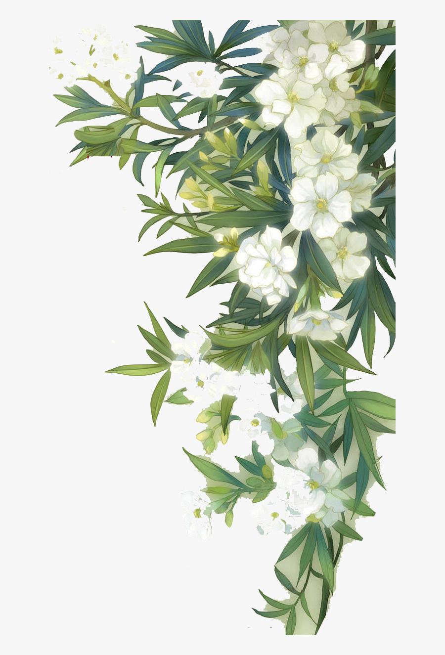 And Familiar Leaves Watercolour Green Blooming Wild - Leaves And Flower Png, Transparent Clipart