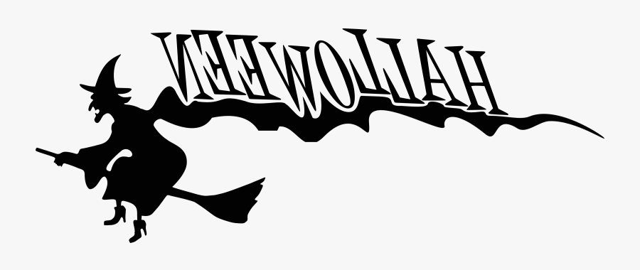 Flying Halloween Witch With Text - Clip Art, Transparent Clipart