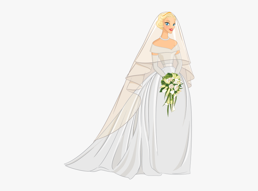 Clipart Buket Çiçekli Gelin - Bride, Transparent Clipart