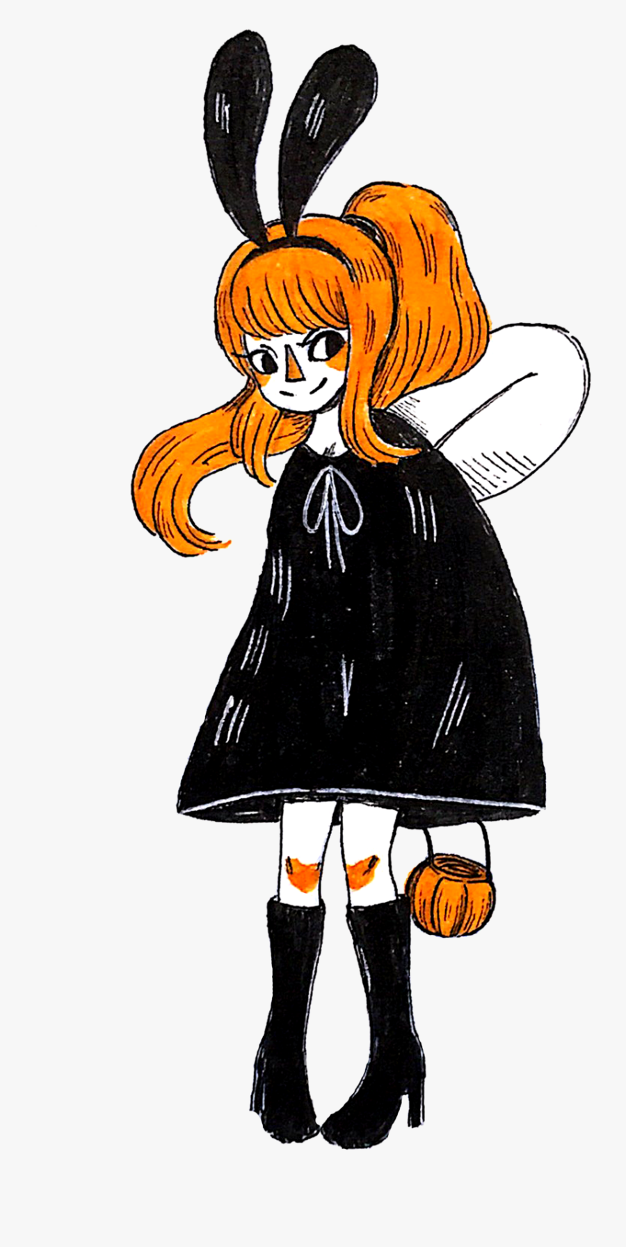 Be A Sexy Handsome-kneed, Poncho Wearing Moth Bunny - Drawing Of Girl Wearing Poncho, Transparent Clipart