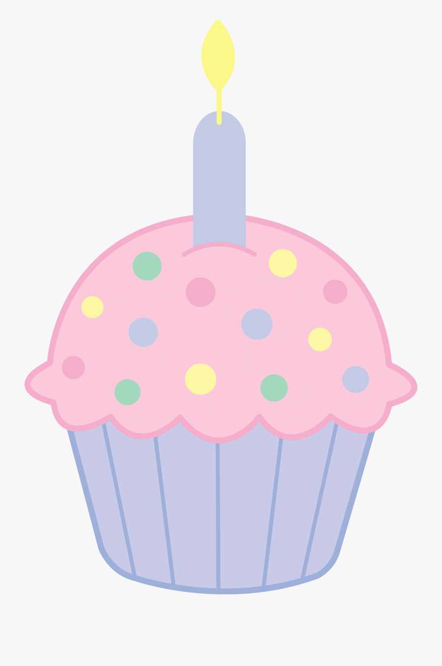 Transparent Cute Cupcakes Clipart - Cartoon Cupcakes With Candle, Transparent Clipart