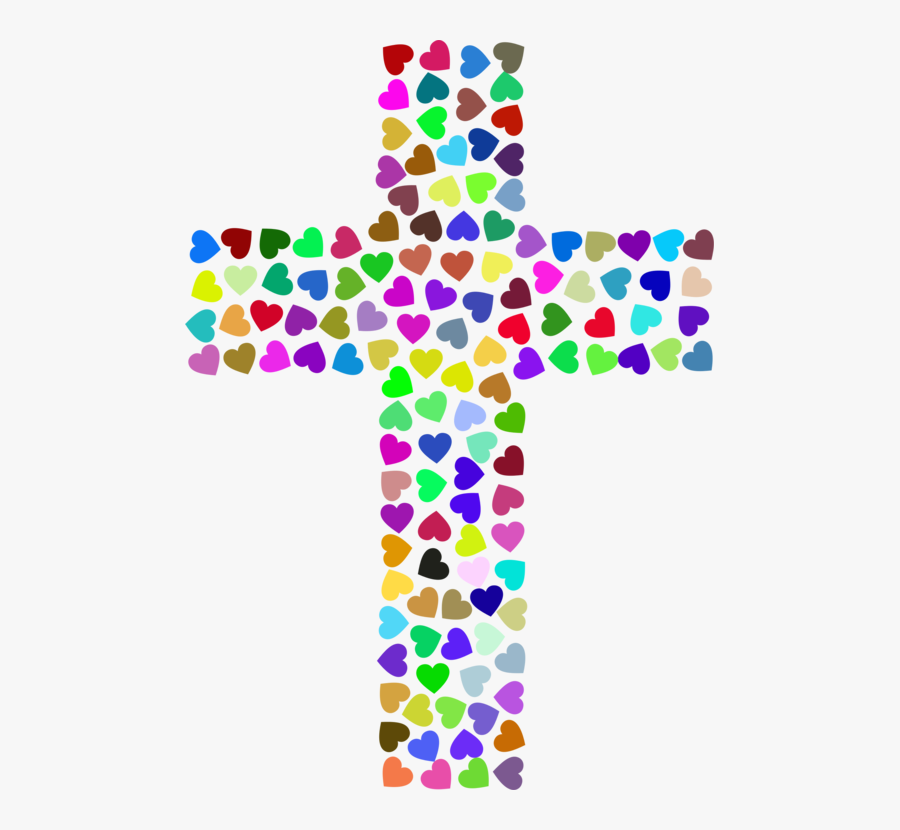 Pink,symmetry,symbol - Clip Art Christianity Christian Cross, Transparent Clipart