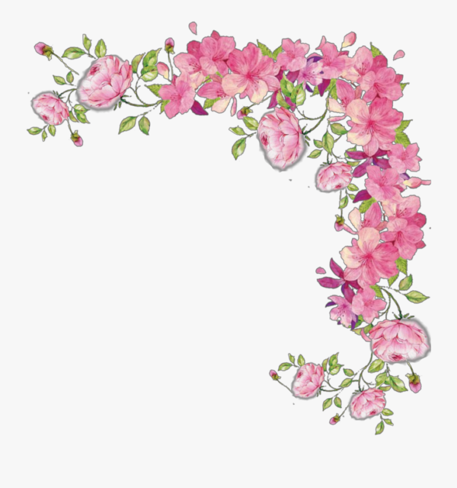 #ftestickers #border #corner #vine #roses #pink - Transparent Background Floral Border, Transparent Clipart