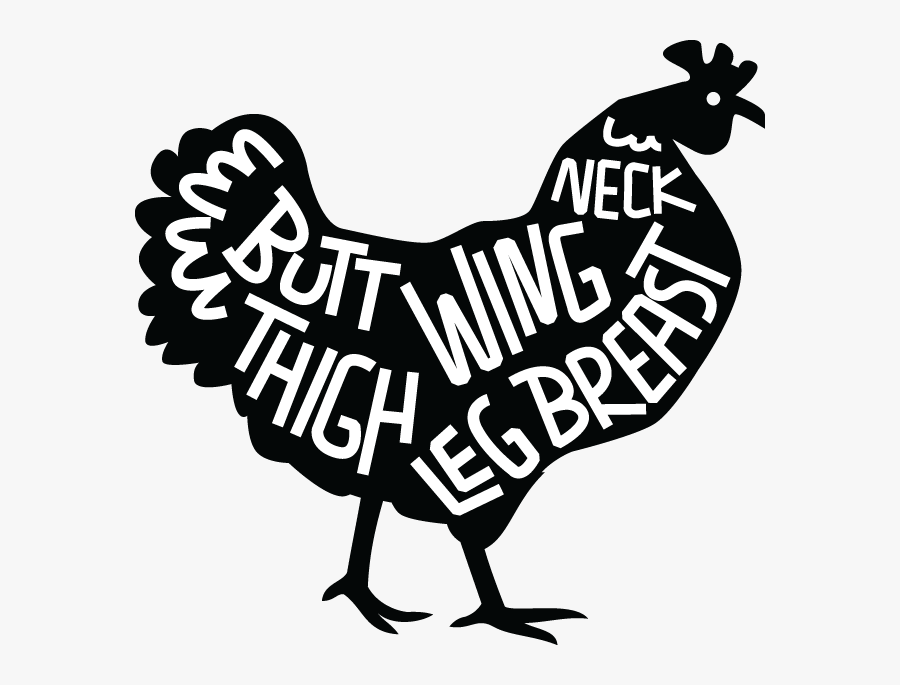 Transparent Chickens Png - Cuts Of Chicken Black And White, Transparent Clipart