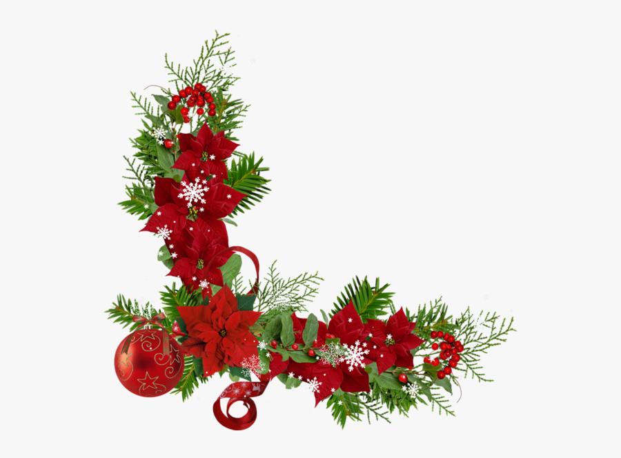 Bordures,coins,tubes Christmas Flowers, Christmas Graphics, - Transparent Christmas Corner Border, Transparent Clipart