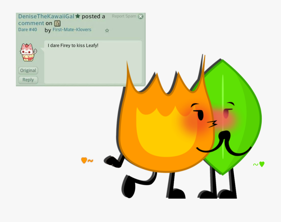 Press Question Mark To See Available Shortcut Keys - Bfdi Firey X Leafy, Transparent Clipart
