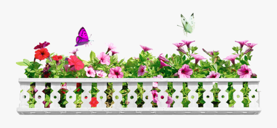 #ftestickers #balcony #flowers #flowerbed #butterfly - Balcony Flower Box Png, Transparent Clipart