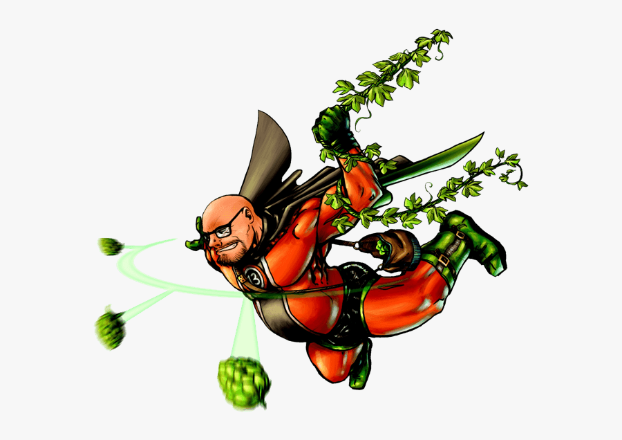 He Blends Pungent Hops With Unique Belgian Yeast That - Beer Hop Superhero, Transparent Clipart
